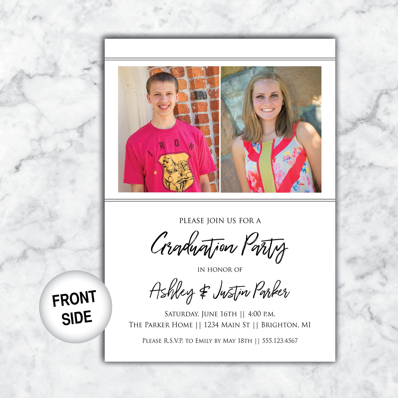 Twin Graduation Invitation Graduation Party Invite For Twins Etsy