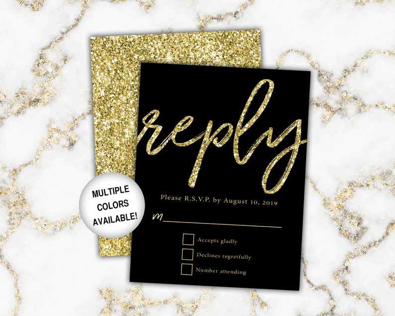 Gold Wedding Reply Cards Wedding RSVP Cards Gold and White Marble Gold Marble Wedding Reply Cards with Invitations Gold Wedding RSVP image 6