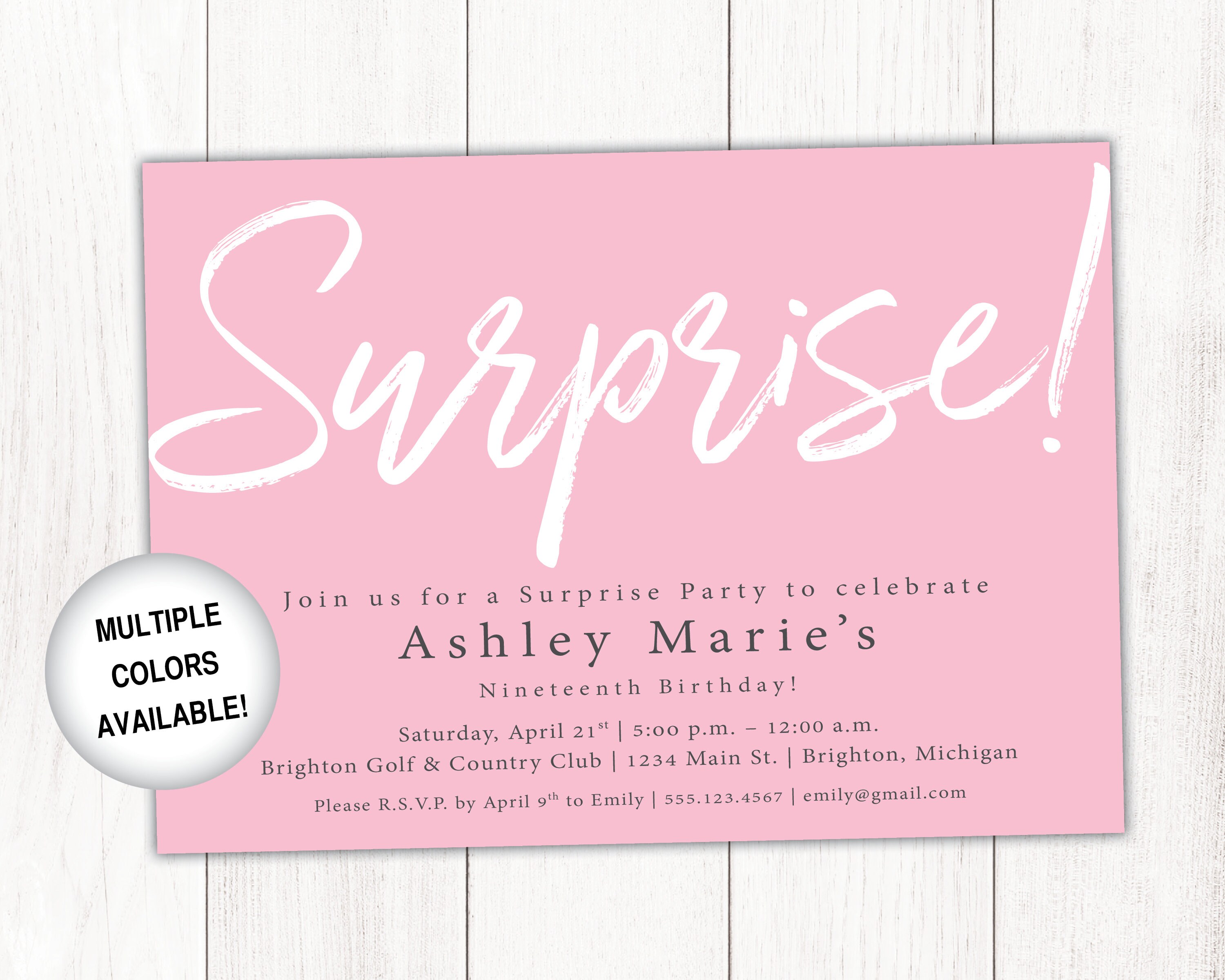 Surprise Party Invitation Printable Surprise Birthday Etsy