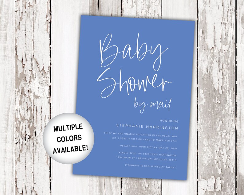 Boy Baby Shower by Mail Invitation for Printed or Digital File Etsy