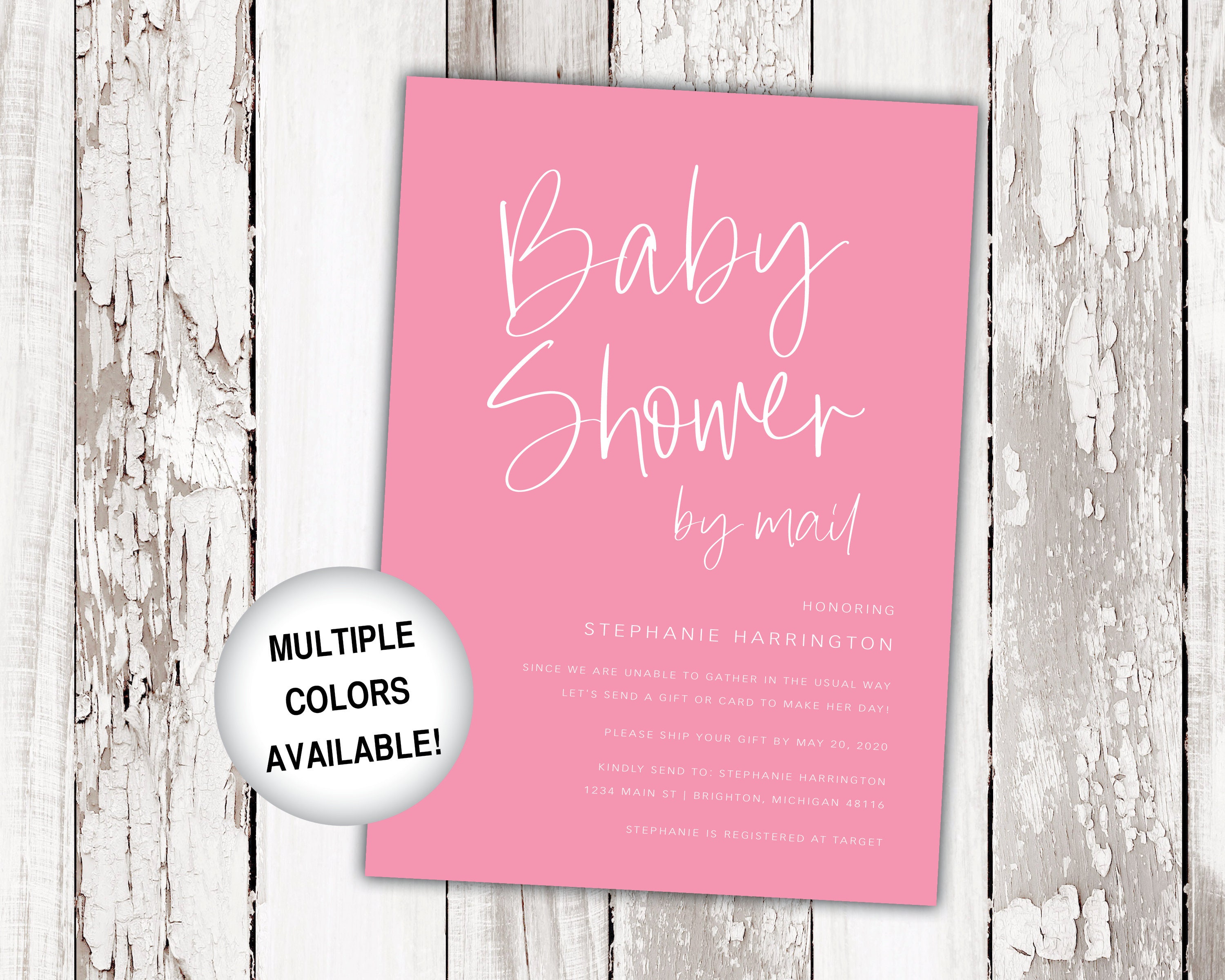 Baby Shower by Mail Invitation Printed or Digital File Etsy