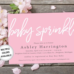 Blush Baby Sprinkle Invitation Girl | Girl Baby Sprinkle Invitation Blue | 5x7 Printable Invitations | Baby Sprinkle Template Light Pink