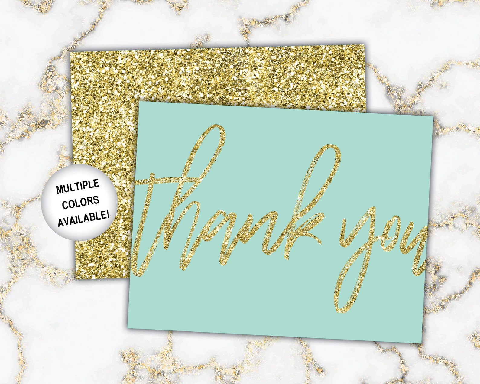 Gold Thank You Cards Gold Glitter Thank You Cards Etsy