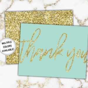 Gold Thank You Cards Gold Glitter Thank You Cards Printable Thank You Notecards Printable Thank You Cards Gold Glitter image 8