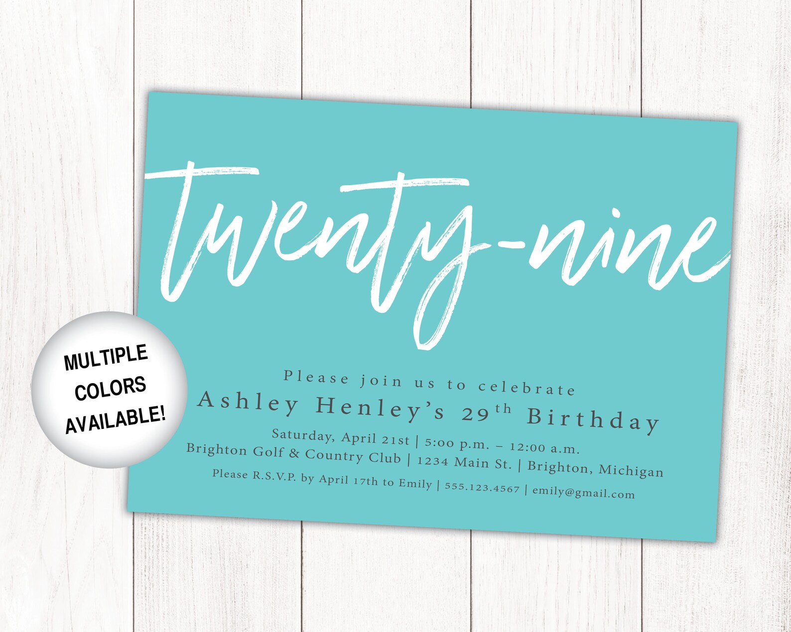 29th Birthday Invitations Printable 29th Birthday Party | Etsy