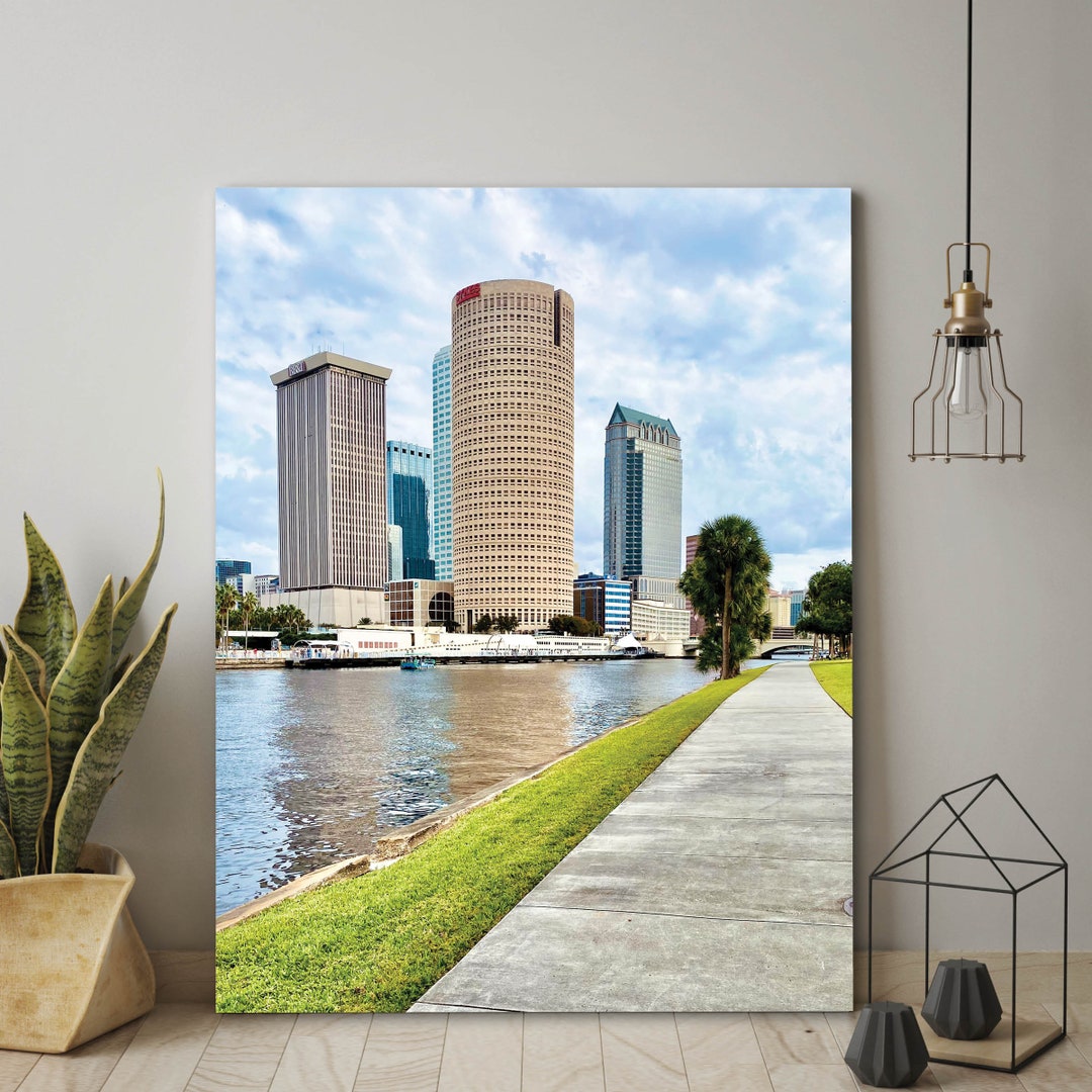 Tampa Riverwalk Canvas or Acrylic Wall Art Downtown Tampa Wall Decor