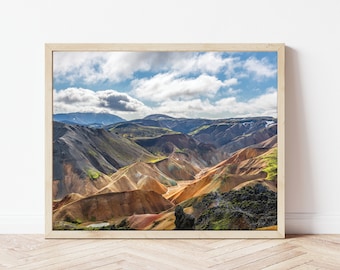 Landmannalaugar Iceland Rhyolite Mountains Photo Print, Highlands of Iceland Photography Wall Art, Mount Brennisteinsalda, Colorful