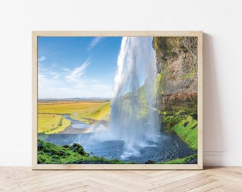 Seljalandsfoss Waterfall Iceland Photography Wall Art, South Iceland Ring Road Wall Decor Artwork, Iceland Waterfalls Landscape Picture