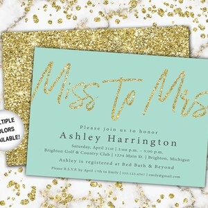 Miss to Mrs Bridal Shower Invitation Navy and Gold Bridal Shower Invitation Miss to Mrs Gold Glitter Gold and Navy From Miss to Mrs image 8