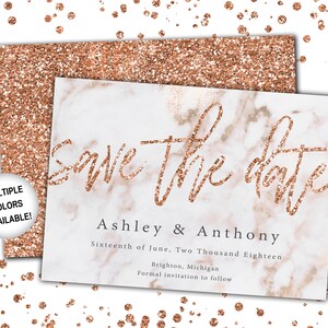 Rose Gold and Navy Save The Date Save The Date Invitation Template Rose Gold Save the Date Invitation Announcement Rose Gold Glitter image 6