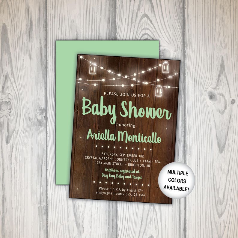 Rustic Baby Shower Invitation Mint Green Baby Shower String Etsy Rustic Baby Shower Invitation Mint Green Baby Shower String Etsy