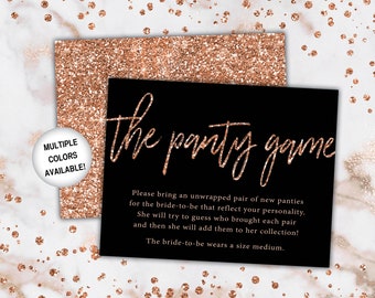 The Panty Game for Bachelorette Party | The Panty Game Black and Rose Gold | The Panty Game Insert Card | Bachelorette Party Game Printable