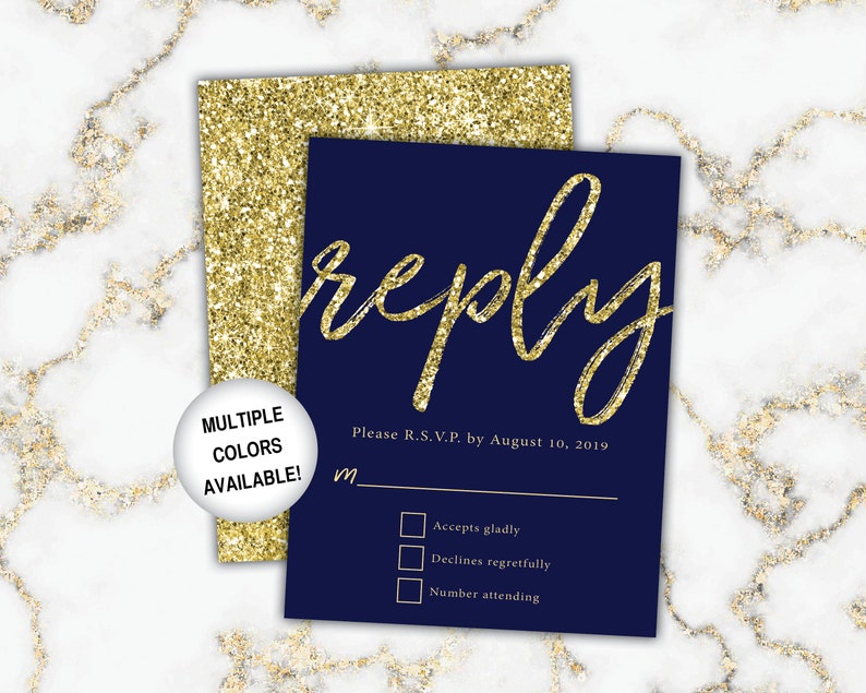 Gold Wedding Reply Cards Wedding RSVP Cards Gold and White Marble Gold Marble Wedding Reply Cards with Invitations Gold Wedding RSVP image 10