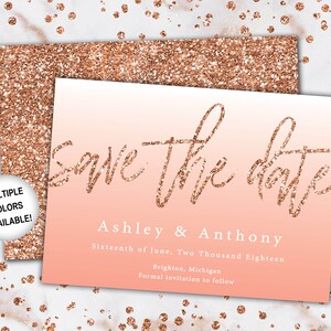 Rose Gold and Navy Save The Date Save The Date Invitation Template Rose Gold Save the Date Invitation Announcement Rose Gold Glitter image 7