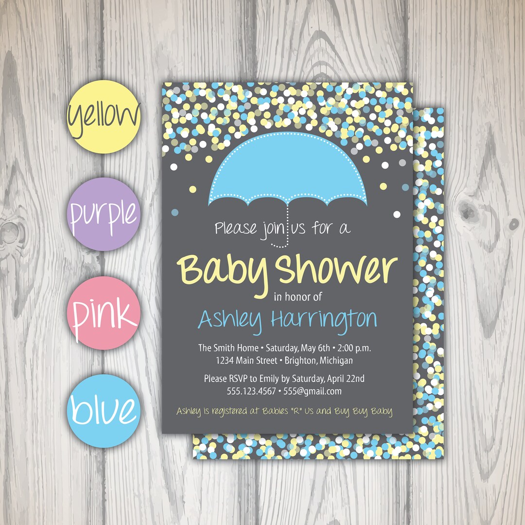 Baby Shower Invitation Umbrella Baby Shower Invitation Etsy