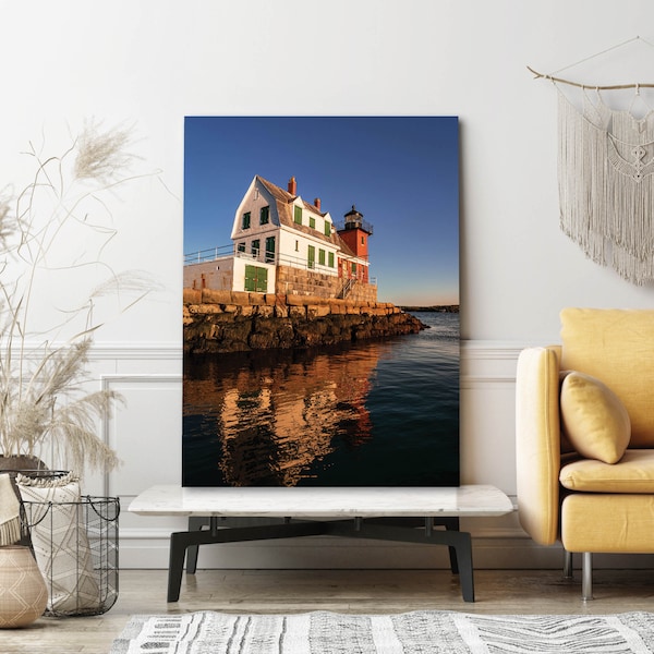 Rockland Breakwater Lighthouse Wall Canvas or Acrylic Maine | Rockland Maine Wall Art | Maine Lighthouse Photo of Rockland Breakwater Light