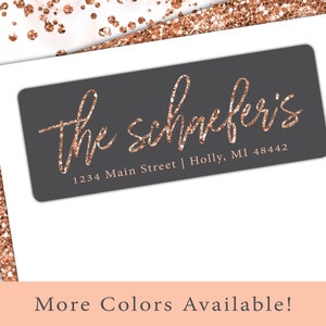 Rose Gold Return Address Labels Simple Return Address Labels Rose Gold Glitter Marble Personalized Return Address Labels Rose Gold image 9