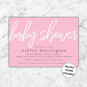 Baby Shower Invitation Girl | Girl Baby Shower Invitation Pink | 5x7 Printable Invitations | Baby Shower Invite Template Download | Blush