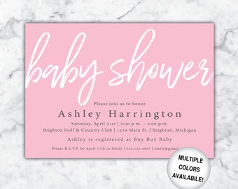 Baby Shower Invitation Girl | Girl Baby Shower Invitation Pink | 5x7 Printable Invitations | Baby Shower Invite Template Download | Blush