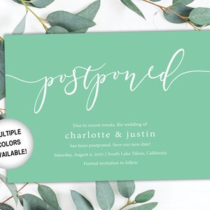Postponed Wedding Card | Printable Postponed Date Announcement for ...