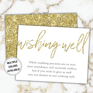 Goldene Wunschkarte für Brautdusche | Brautdusche Wunscheinlage Gold Glitzer | Printable Gold Wunsch well Einladung
