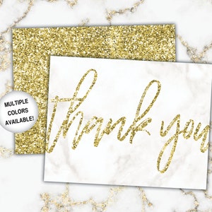 Gold Thank You Cards Gold Glitter Thank You Cards Printable Thank You Notecards Printable Thank You Cards Gold Glitter image 4