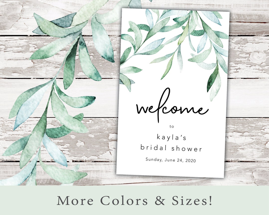 Eucalyptus Welcome Sign for Shower | Welcome Sign Template Eucalyptus ...