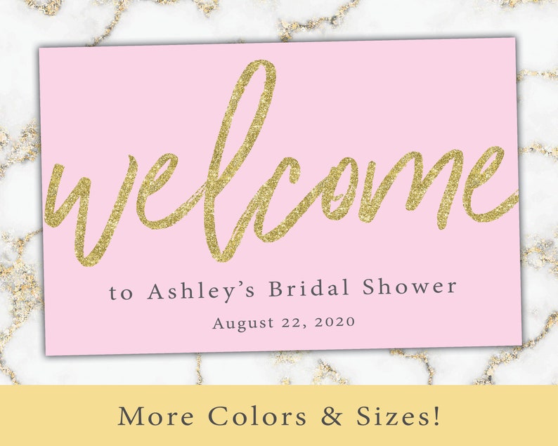 Black and Gold Welcome Sign for Shower Welcome Sign Template Gold Glitter Gold Welcome Sign Mounted Poster Welcome Poster image 8