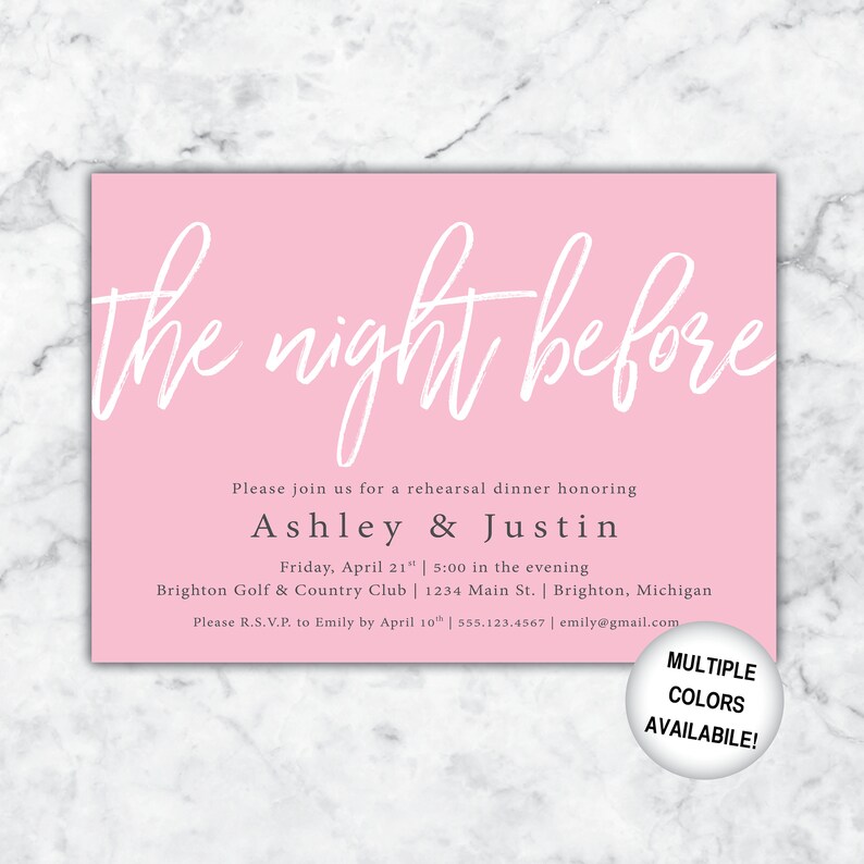 Rehearsal Dinner Invitations The Night Before Invitations Printable Wedding Invitations Package Wedding Rehearsal Invitations Template image 7