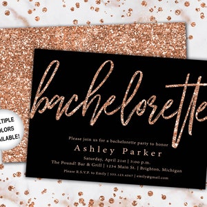 Rose Gold Glitter Bachelorette Party Invitation Bachelorette Invitation Template Rose Gold Bachelorette Party Invitation Printable zdjęcie 1