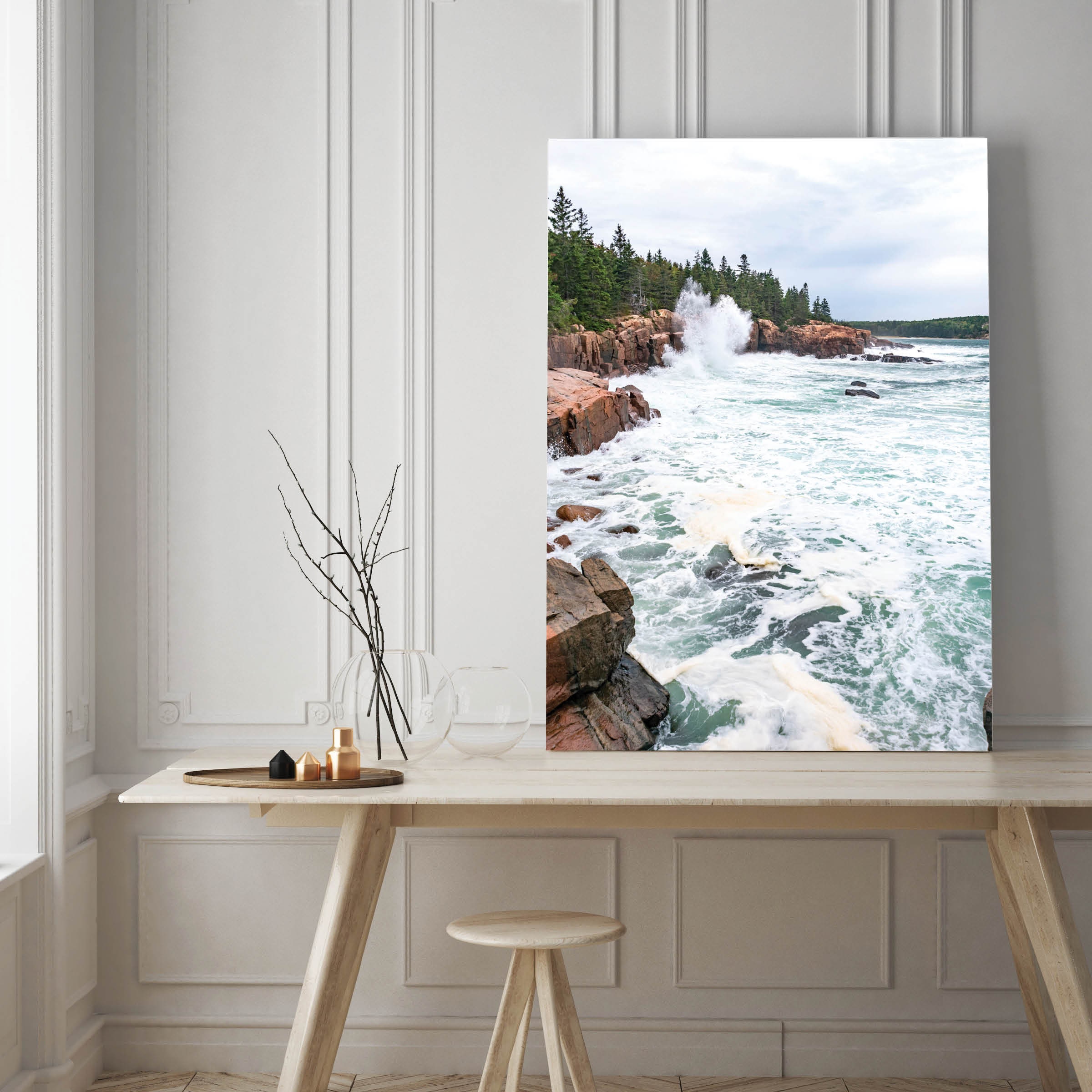 Acadia National Park Coast During Storm | Acadia Photograph near Thunder Hole | East Coast of Maine Photo | Vertical Portrait of Bar Harbor