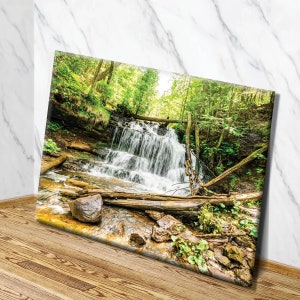 Wagner Falls Wall Canvas | Michigan Waterfall Wall Art decor | Vertical Waterfall | Up North Michigan Waterfall Photo | Pictured Rocks