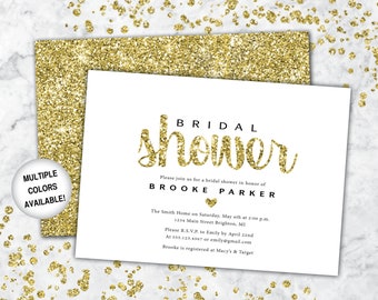 Gold Bridal Shower Invitation | Bridal Shower Invitation | Black and Gold Wedding Shower Invitation | Printable Bridal Shower Template