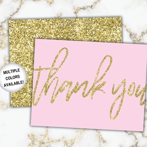 Gold Thank You Cards Gold Glitter Thank You Cards Printable Thank You Notecards Printable Thank You Cards Gold Glitter image 10