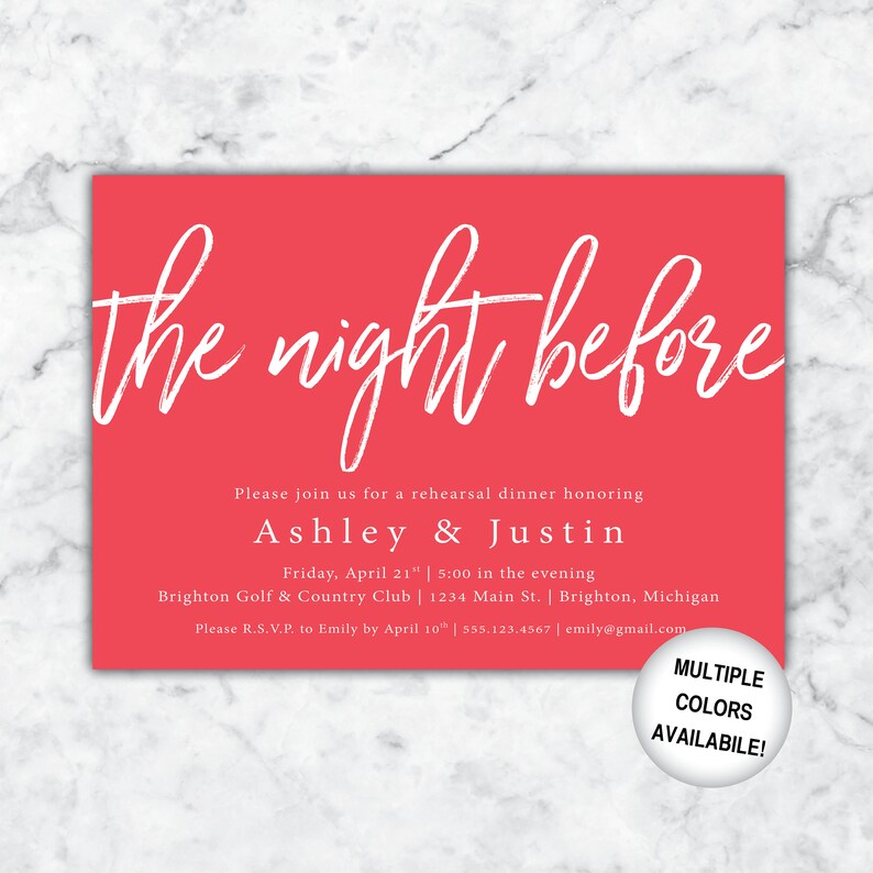 Rehearsal Dinner Invitations The Night Before Invitations Printable Wedding Invitations Package Wedding Rehearsal Invitations Template image 8