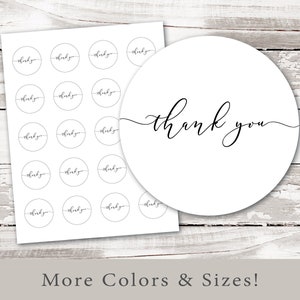 Simple Round Thank You Stickers for Favors | Round Favor Tags for Bridal Shower Printable | Printable Favor Tags | Simple Black and White