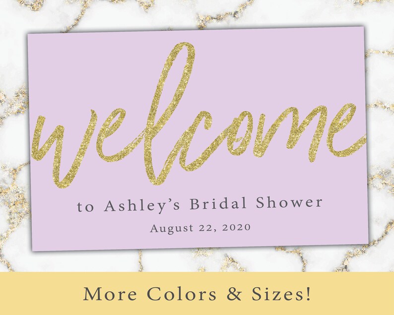 Black and Gold Welcome Sign for Shower Welcome Sign Template Gold Glitter Gold Welcome Sign Mounted Poster Welcome Poster image 7