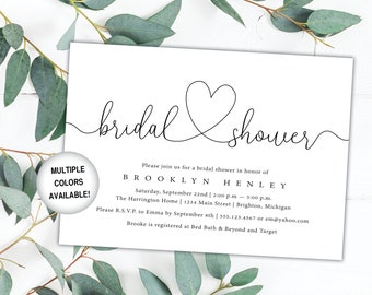 Printable Bridal Shower Invitation | Bridal Shower Invitation | Wedding Shower Invitation Black and White| Bridal Shower Template | Digital