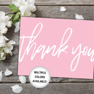 Pink Thank You Cards | Baby Shower Thank You Cards | Printable Thank You Postcards | Thank You Cards Blush Pink and White Template