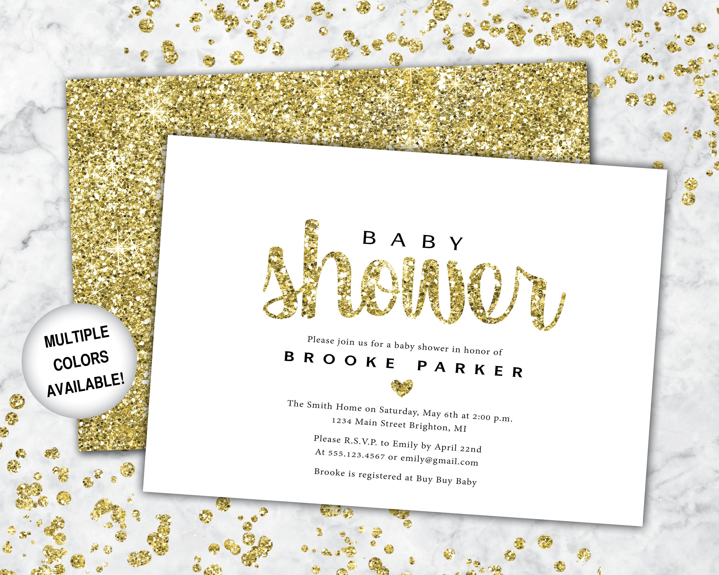 Gold Baby Shower Invitation Baby Shower Invitation With Gold