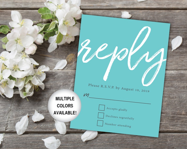 Printable Wedding Reply Card Black and White Wedding RSVP Card Wedding Reply Card for Invitations Wedding Reply Card Template RSVP image 3