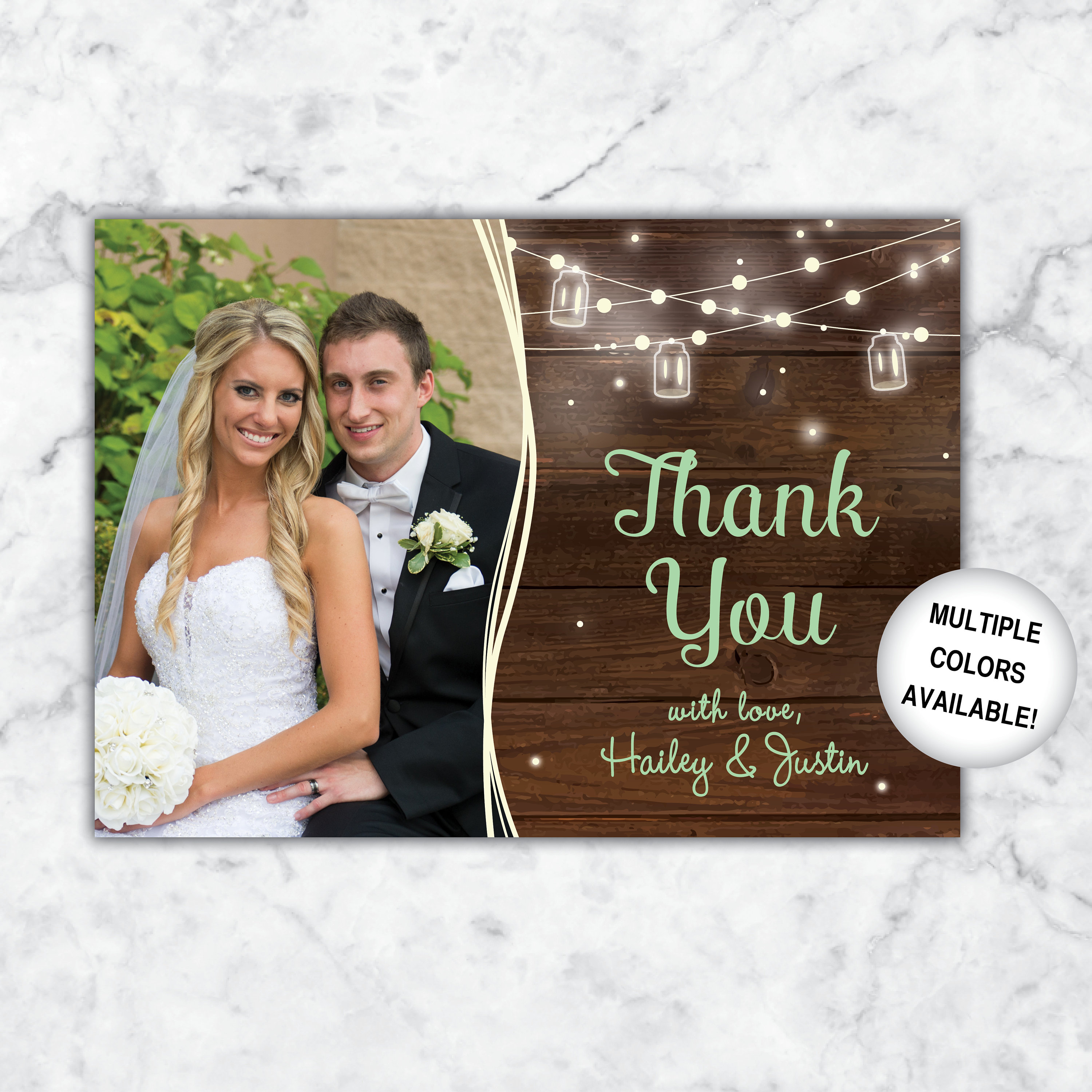 Rustic Thank You Card for Wedding With Photos | Wedding Thank You ...