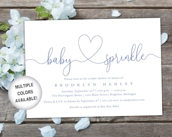 Invitación Baby Sprinkle Boy / Invitación Imprimible Baby Sprinkle / Boy Baby Sprinkle Invitation / Baby Sprinkle Invitation with Heart