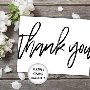 Printable Thank You Cards Black and White Thank You Cards Bridal Shower Thank You Cards Thank You Cards Printable Template White image 1