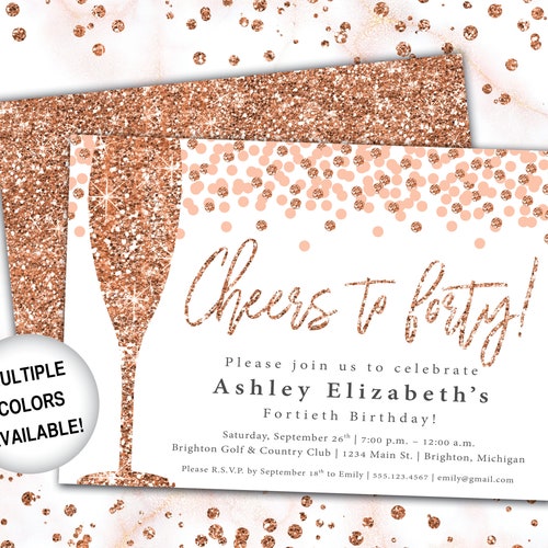 Gold Confetti White and Gold Glitter Editable Invitations Cheers to 40 Template Gold Glitter invitation Adult 40th Birthday Invitation Gold Confetti White and Gold Glitter Editable Invitations Cheers to 40 Template Gold Glitter invitation Adult 40th Birthday Invitation