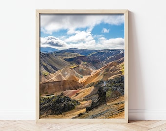 Landmannalaugar Iceland Rhyolite Mountains Photo Print, Highlands of Iceland Photography Wall Art, Mount Brennisteinsalda, Colorful