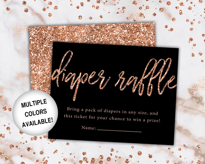 Rose Gold Diaper Raffle Ticket Diaper Raffle Insert for Baby Shower Diaper Raffle Card Rose Gold Glitter Printable Diaper Raffle image 9