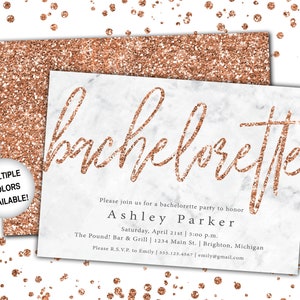 Rose Gold Glitter Bachelorette Party Invitation Bachelorette Invitation Template Rose Gold Bachelorette Party Invitation Printable image 7