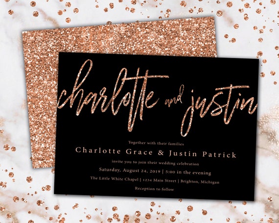 black wedding invitation
