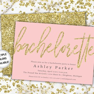 Black and Gold Bachelorette Party Invitation Bachelorette Invitation Template Black and Gold Glitter Bachelorette Party Invitation image 8